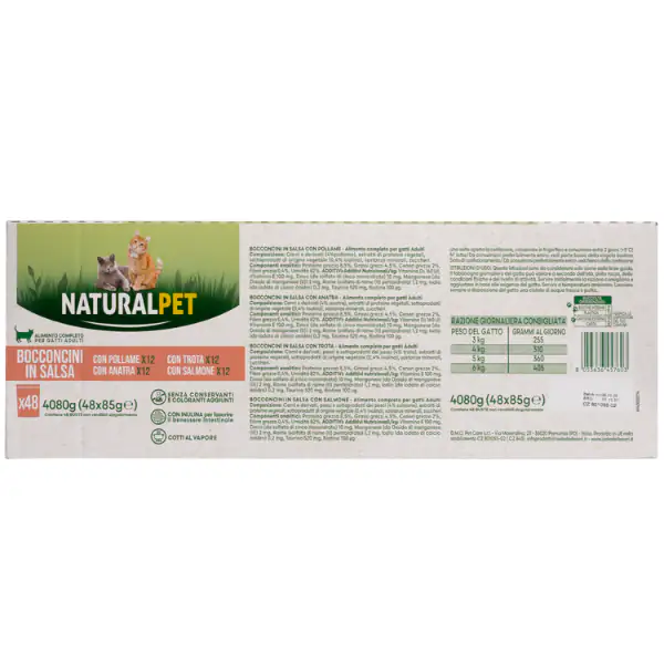 NaturalPet Cat Adult Bocconcini in salsa multipack 48x85 gr