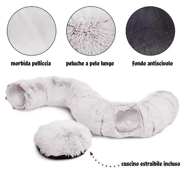 Cuccia Tunnel per gatti componibile in peluche Otis CanadianCat