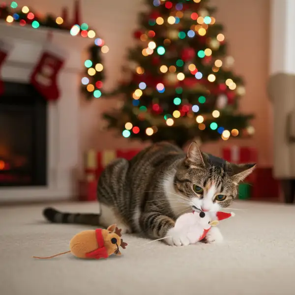 Topini natalizi in peluche per gatti Camon