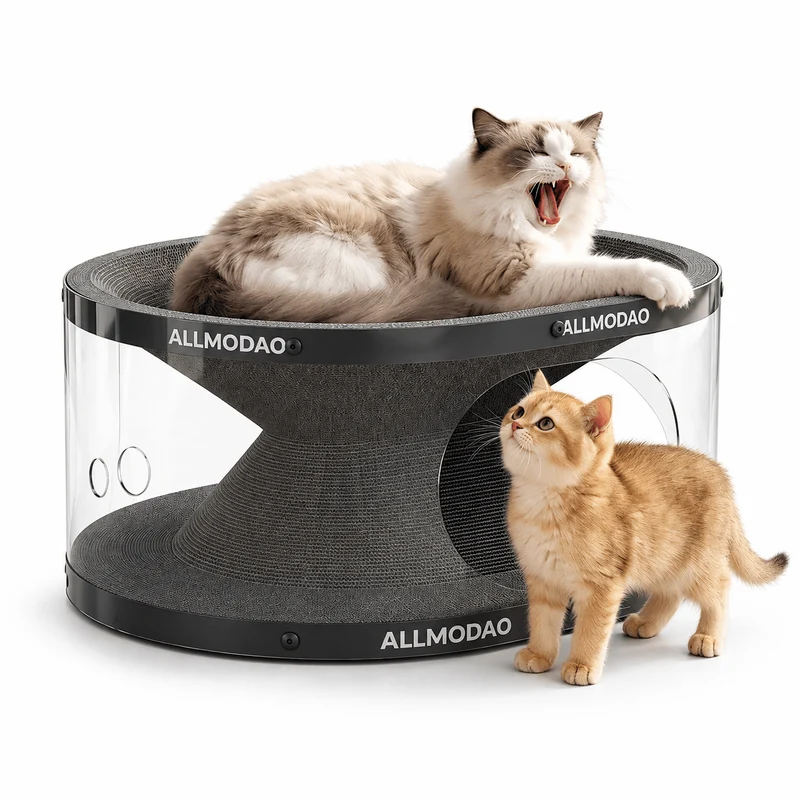 Cat Tunnel Scratch Bed – 3-in-1 Scratcher, Lounge & Play House