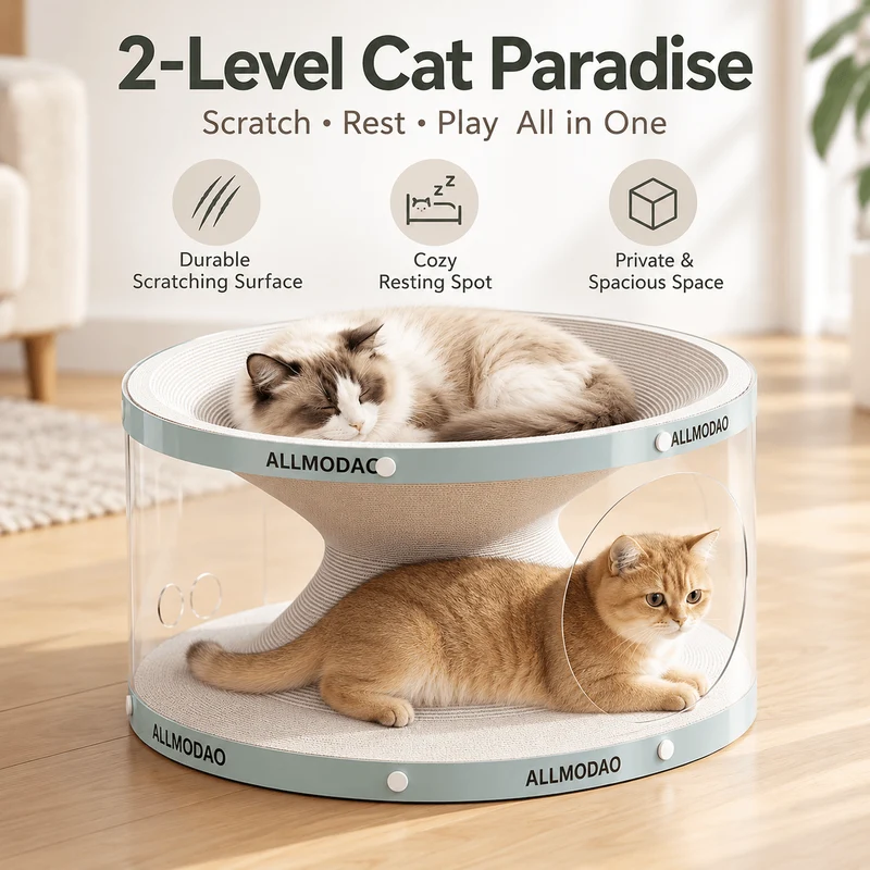 Cat Tunnel Scratch Bed – 3-in-1 Scratcher, Lounge & Play House