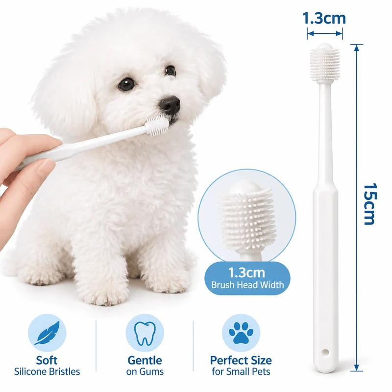 360° Pet Toothbrush 2-Pack – Soft Bristles for Dogs & Cats