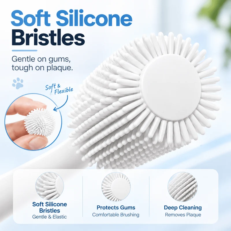 360° Pet Toothbrush 2-Pack – Soft Bristles for Dogs & Cats
