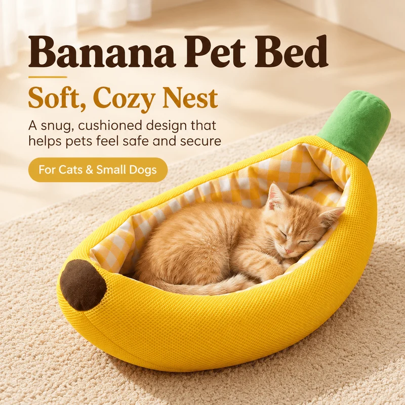 Banana Pet Bed for Cats & Small Dogs