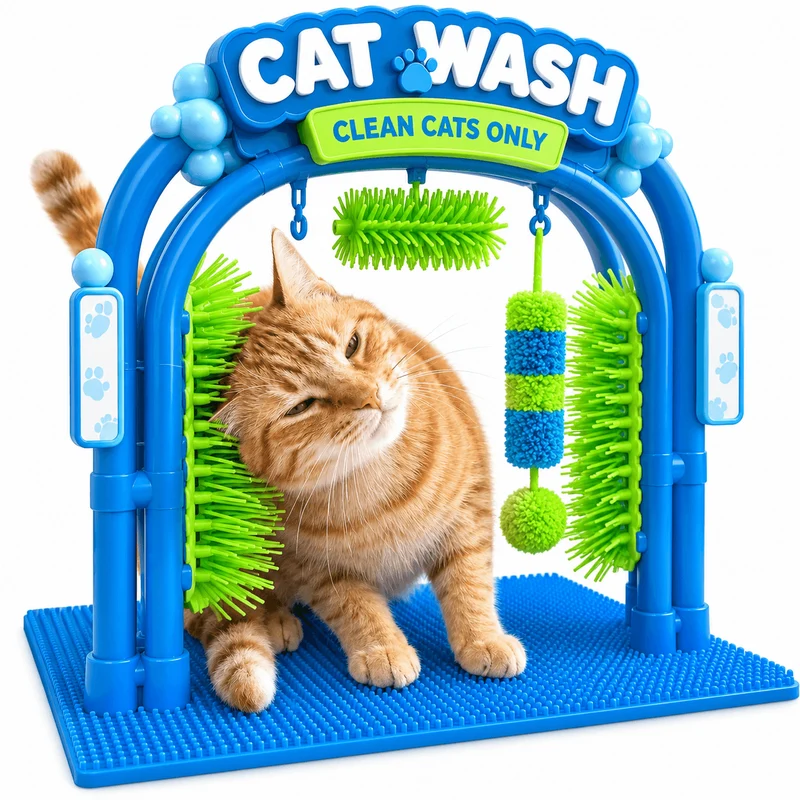 Cat Self-Grooming Station – Interactive Brush & Massage Toy