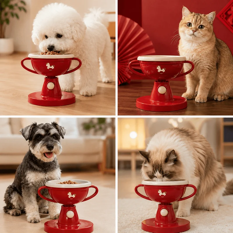 5-Level Adjustable Elevated Pet Bowl – 60° Tilt Feeding Bowl for Cats & Dogs