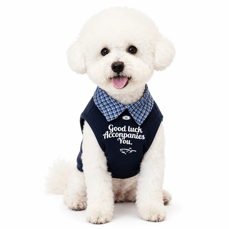 Plaid Collar Pet Vest – Classic Preppy Shirt for Cats & Dogs