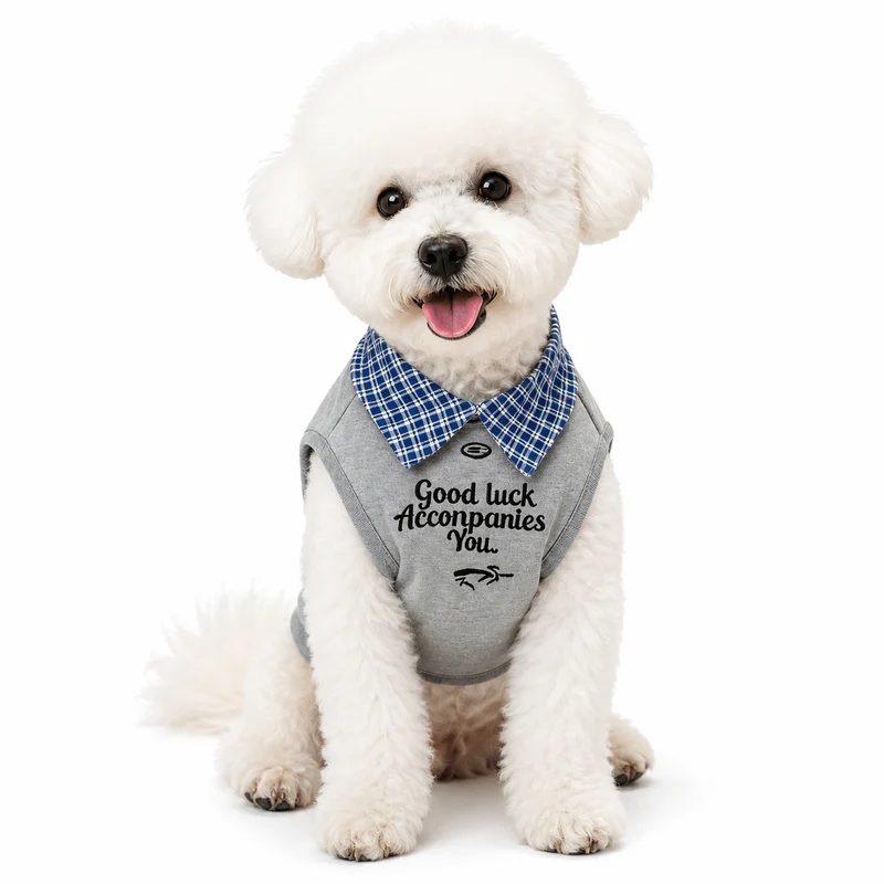 Plaid Collar Pet Vest – Classic Preppy Shirt for Cats & Dogs
