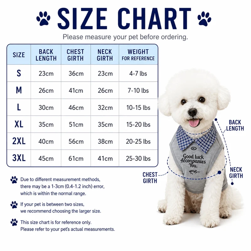 Plaid Collar Pet Vest – Classic Preppy Shirt for Cats & Dogs