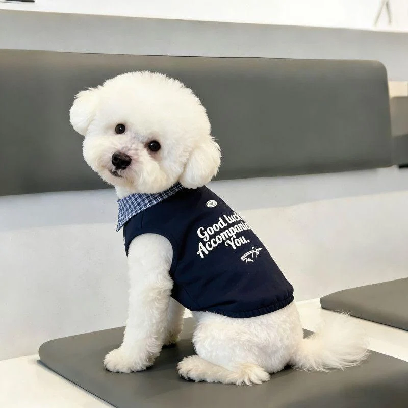 Plaid Collar Pet Vest – Classic Preppy Shirt for Cats & Dogs
