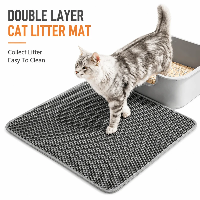 Double Layer Cat Litter Mat – Honeycomb Litter Trap Mat for Cleaner Floors