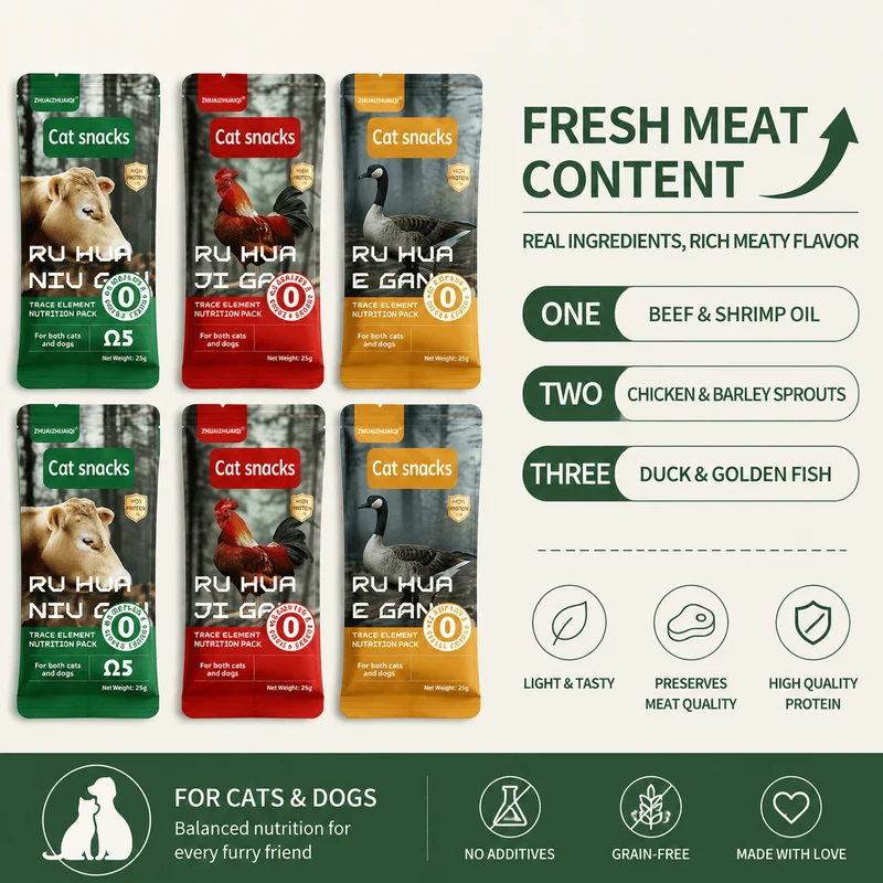 Trace Element Nutrition Pack for Cats & Dogs – Premium Meat Treats with Krill Oil & Fish Oil