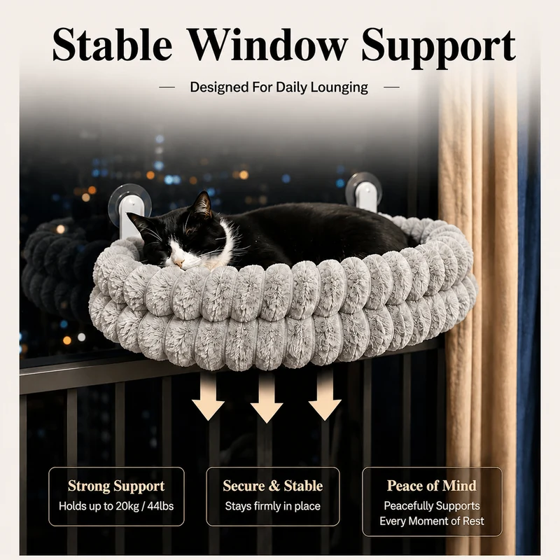 Reversible Cat Window Hammock – Cozy Suction Cup Hanging Bed