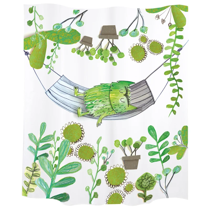 Bath curtain "The Color Monster" hammock & plants