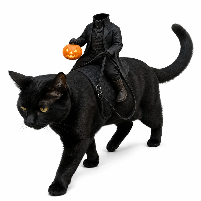 Headless Horseman Cat Costume – Funny 3D Halloween Pet Costume