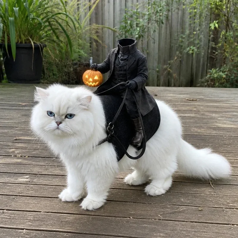 Headless Horseman Cat Costume – Funny 3D Halloween Pet Costume