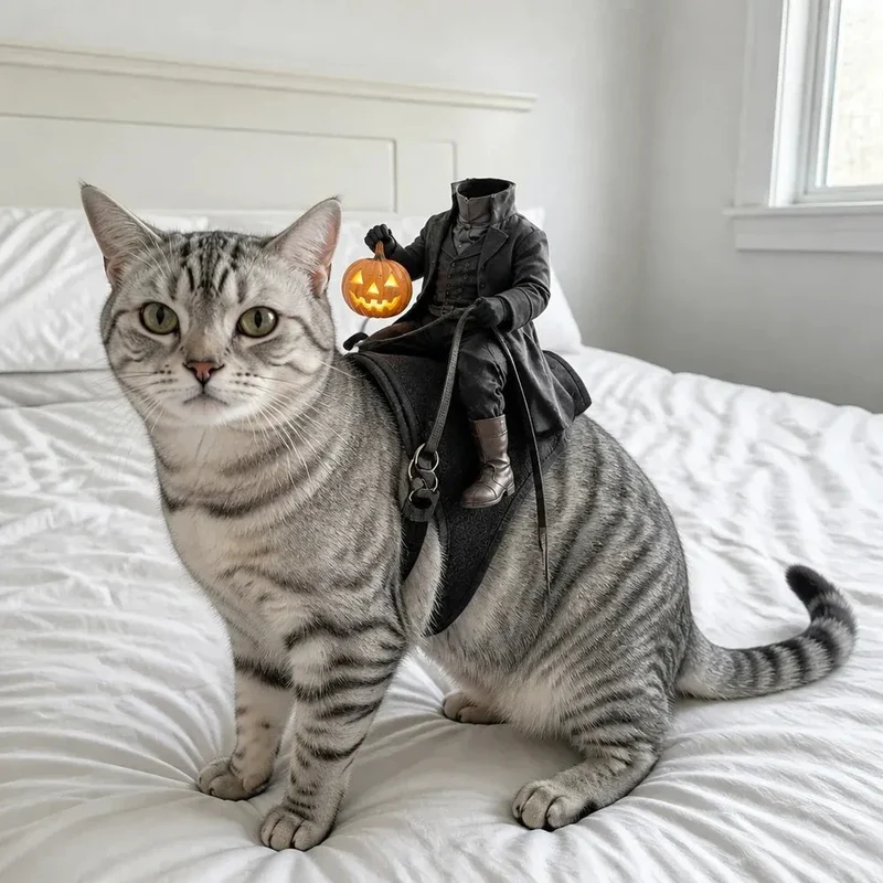Headless Horseman Cat Costume – Funny 3D Halloween Pet Costume