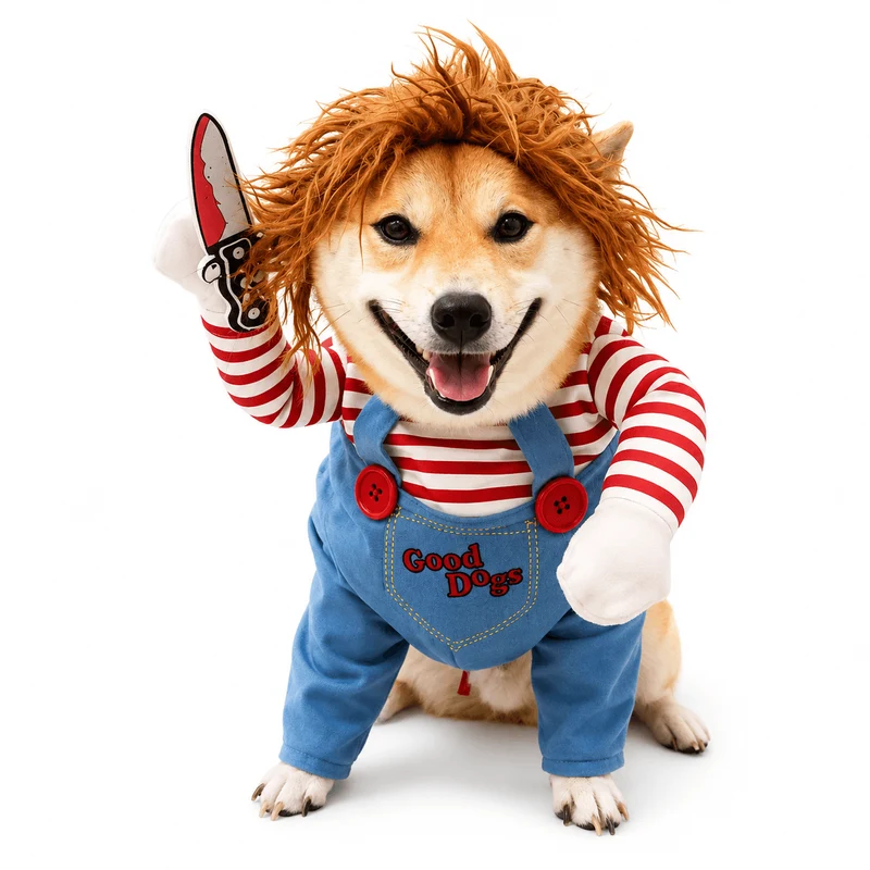 Scary Doll Pet Costume – Funny Halloween Costume for Cats & Dogs
