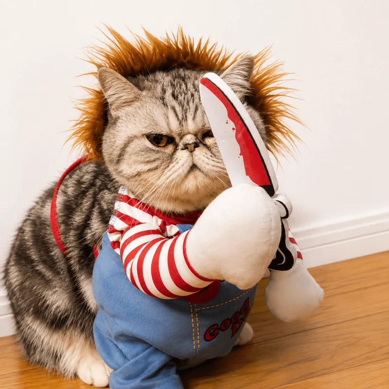 Scary Doll Pet Costume – Funny Halloween Costume for Cats & Dogs