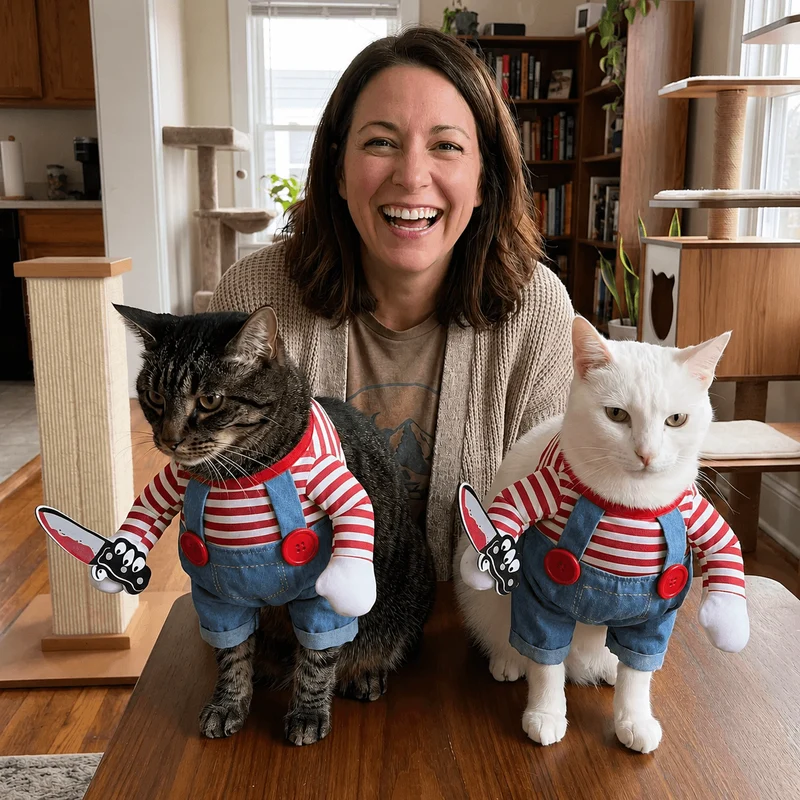 Scary Doll Pet Costume – Funny Halloween Costume for Cats & Dogs