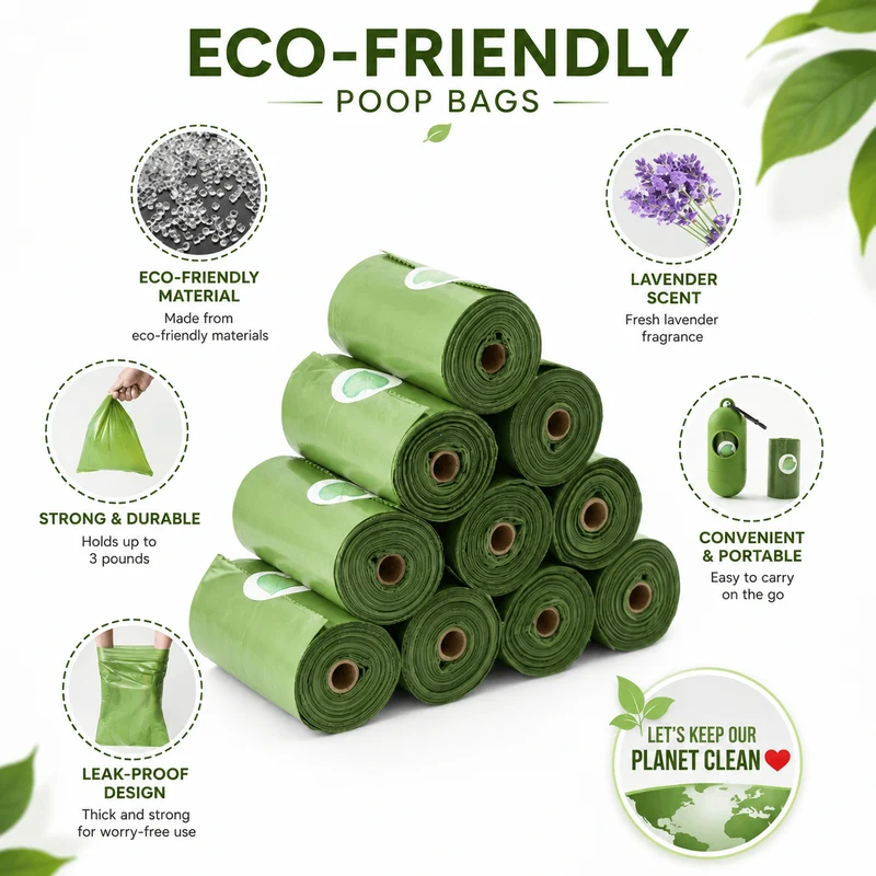 HDPE + EPI Dog Poop Bags – Leak-Proof Rolls with Free Dispenser