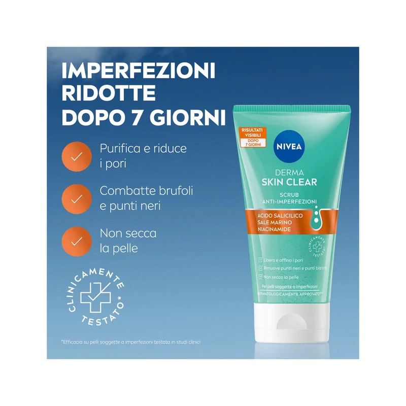 Nivea Derma Skin Clear Scrub Viso Anti-imperfezioni Per La Cura Della Pelle Grassa 150ml