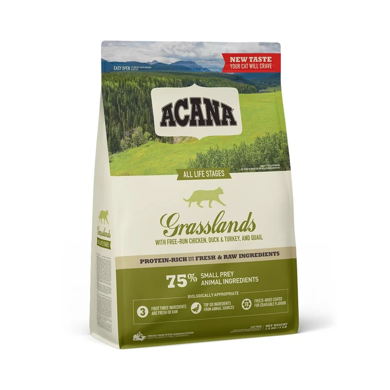 Acana Gatto Grasslands All Life Stages Crocchette Pollo E Anatra Sacco 1,8kg