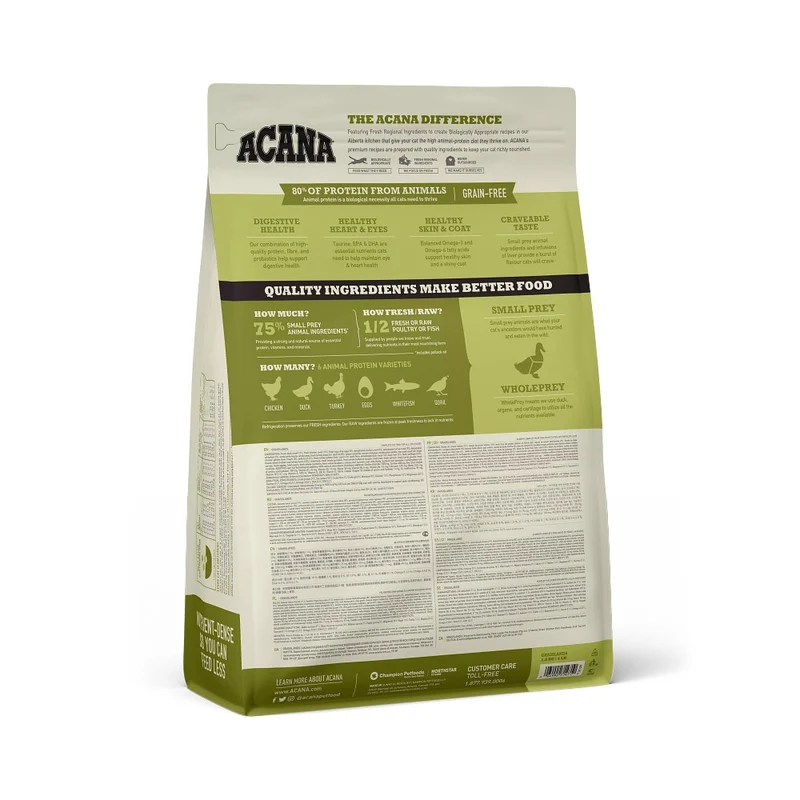 Acana Gatto Grasslands All Life Stages Crocchette Pollo E Anatra Sacco 1,8kg