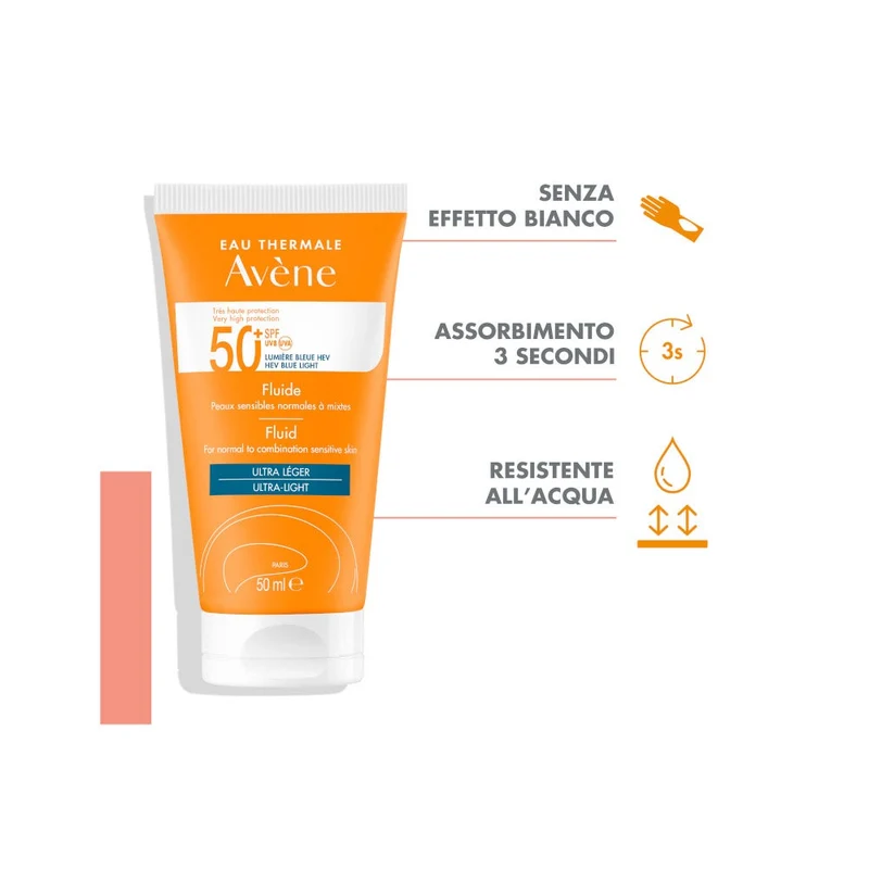 Avène Fluido SPF 50+ Solare Viso 50ml Protezione UV