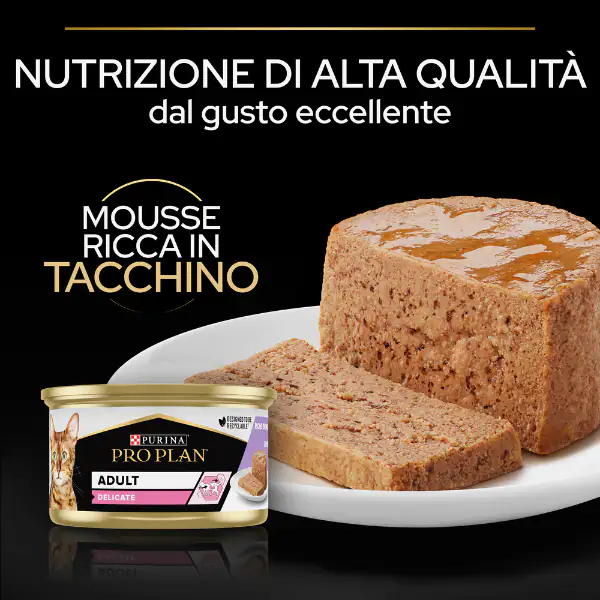 Purina Pro Plan Adult Delicate Umido Gatti Mousse Tacchino 85 g