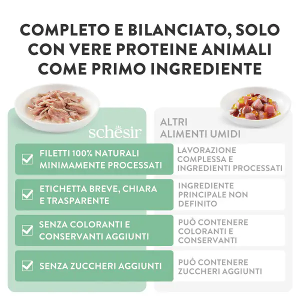Schesir Cat Soft Adult filetti in gelatina alimento completo lattina 85 gr