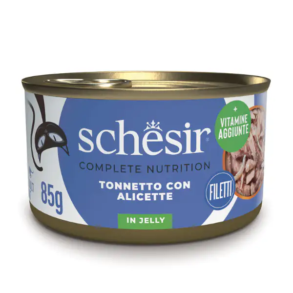 Schesir Cat Soft Adult filetti in gelatina alimento completo lattina 85 gr