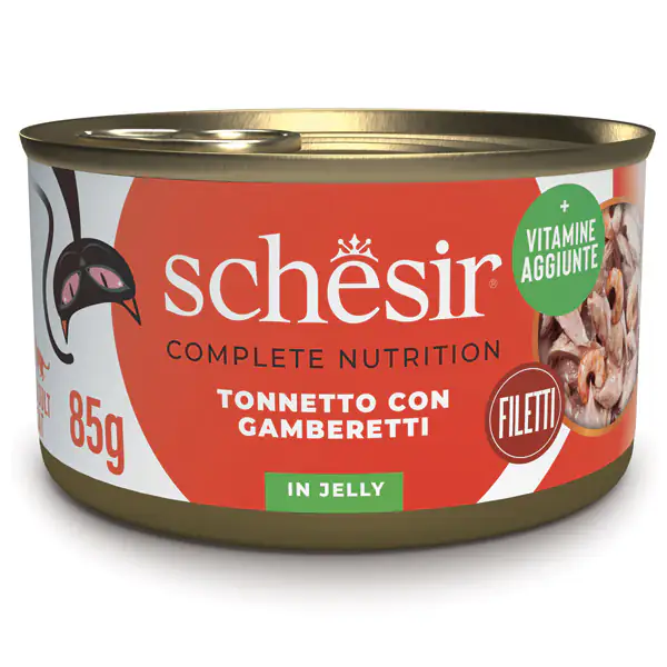 Schesir Cat Soft Adult filetti in gelatina alimento completo lattina 85 gr
