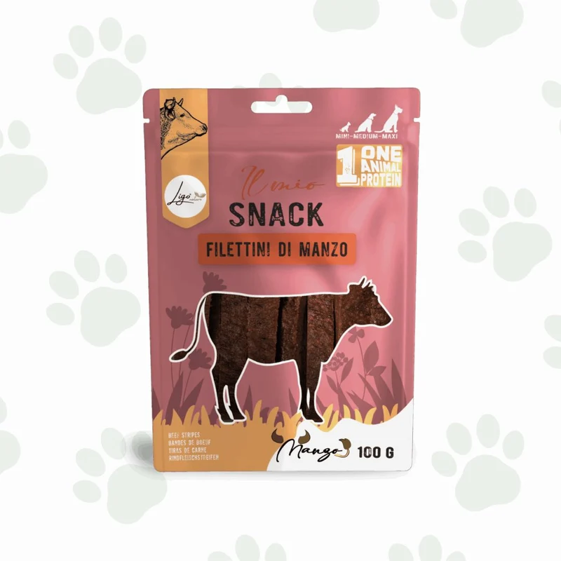 Ligo - Filettini di manzo 100 g snack per cani