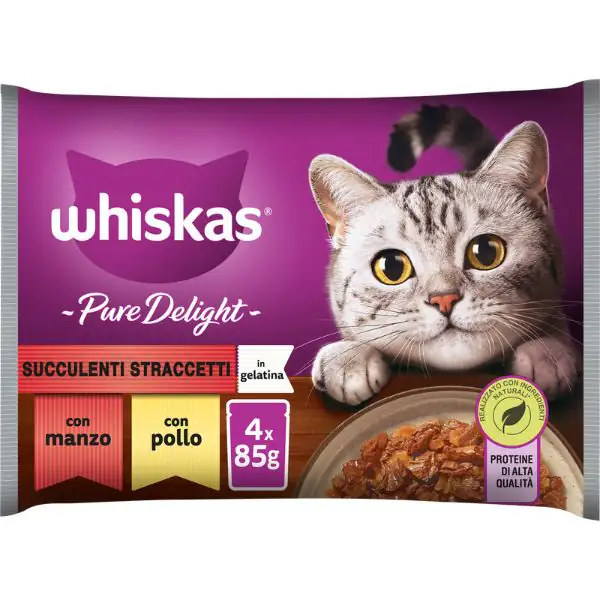 Whiskas Pure Delight ricette in gelatina Multipack 4 pezzi da 85 gr