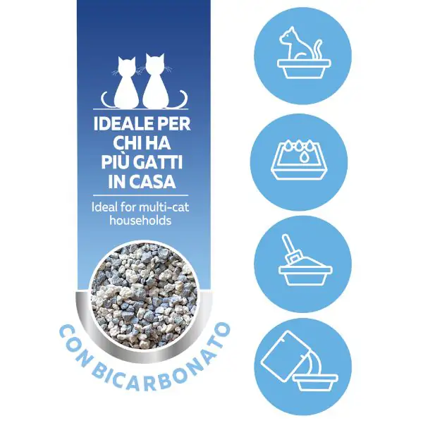 Lindocat Advanced Multi-Cat Super Premium lettiera agglomerante in bentonite bianca con bicarbonato