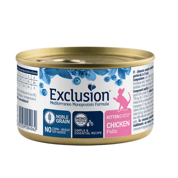 Exclusion Mediterraneo Kitten Noble Grain Monoproteico 85gr