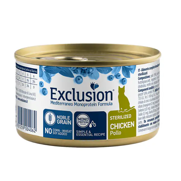 Exclusion Mediterraneo Cat Sterilizzato Noble Grain Monoproteico 85gr