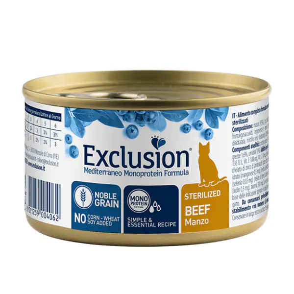 Exclusion Mediterraneo Cat Sterilizzato Noble Grain Monoproteico 85gr