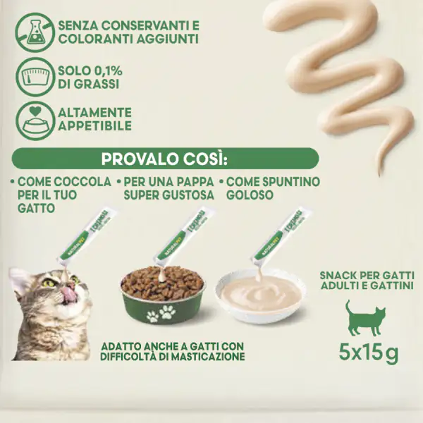 NaturalPet i Cremosi snack per gatti adulti e gattini 75 gr (5x15 gr)