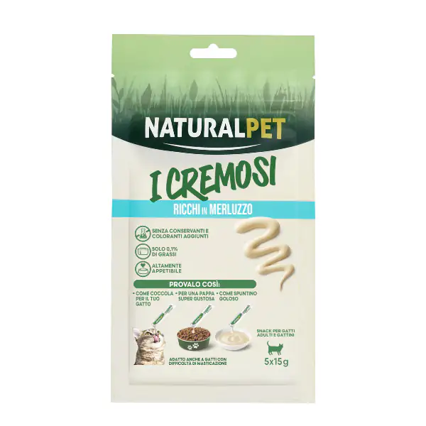 NaturalPet i Cremosi snack per gatti adulti e gattini 75 gr (5x15 gr)