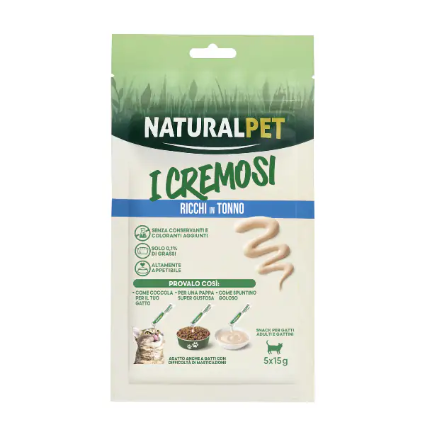 NaturalPet i Cremosi snack per gatti adulti e gattini 75 gr (5x15 gr)