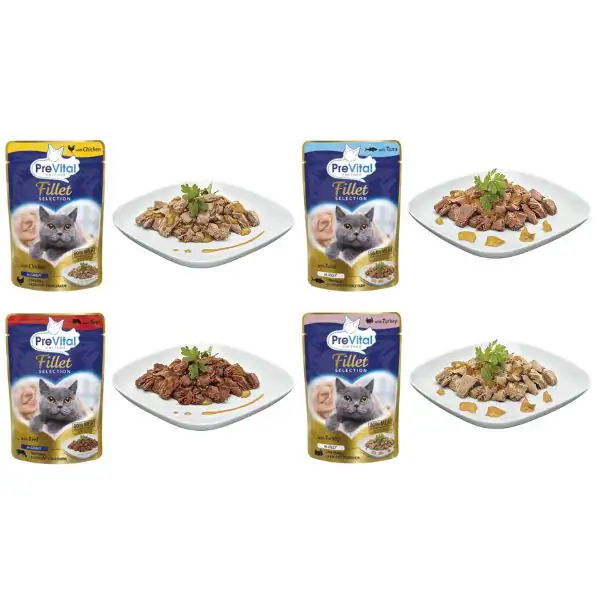 Prevital Cat Food Adult Fillet Selection Multipack XXL Box 48x85 gr