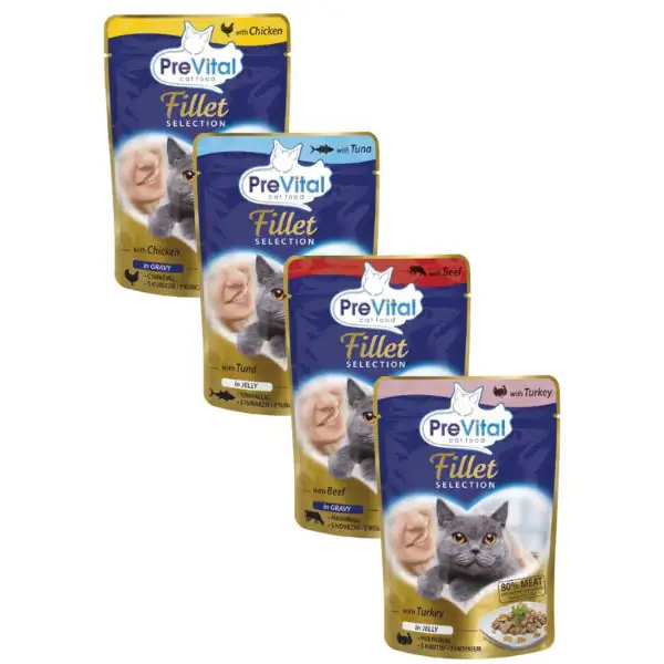 Prevital Cat Food Adult Fillet Selection Multipack XXL Box 48x85 gr