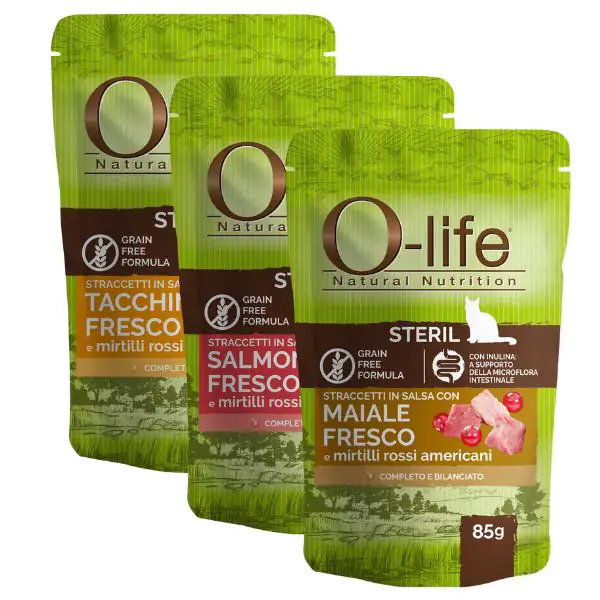 O-life Cat Sterilised Grain Free Straccetti in salsa 85 gr