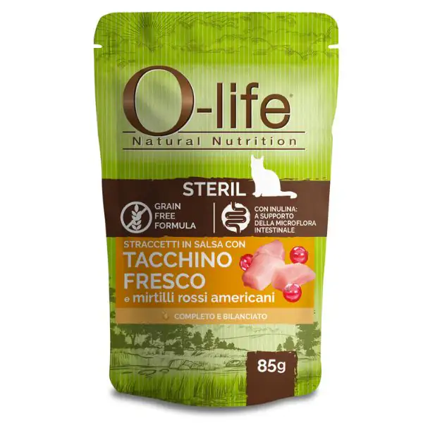 O-life Cat Sterilised Grain Free Straccetti in salsa 85 gr