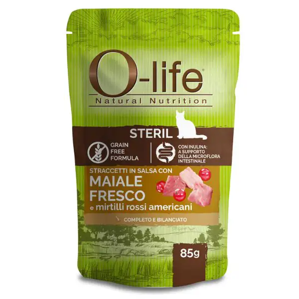 O-life Cat Sterilised Grain Free Straccetti in salsa 85 gr