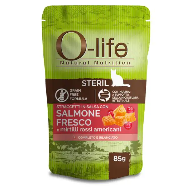 O-life Cat Sterilised Grain Free Straccetti in salsa 85 gr