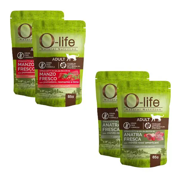 O-life Cat Adult Grain Free Straccetti in salsa multipack 4x85 gr