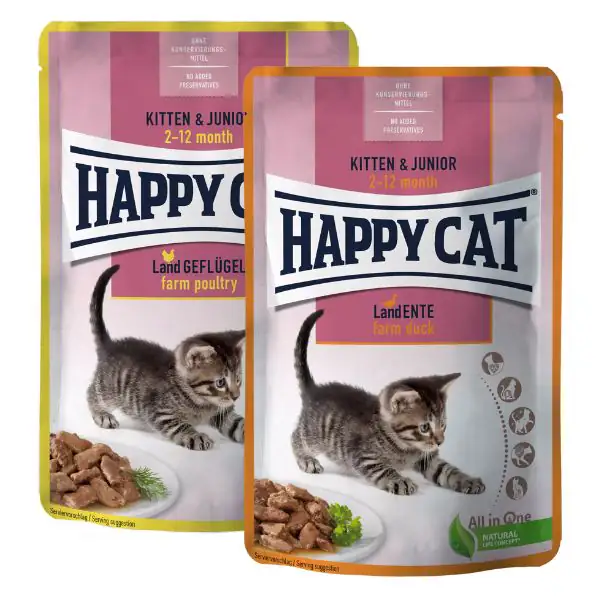Happy Cat bocconi in salsa Kitten e Junior 85 gr